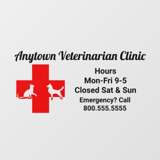 Dog and Cat Red Cross    VeterinarianWindow Cling Raamsticker (Vel)