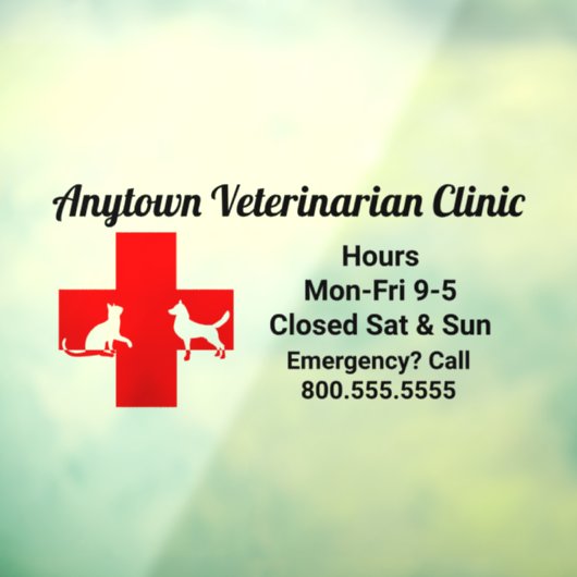 Dog and Cat Red Cross    VeterinarianWindow Cling Raamsticker (Vel 3)
