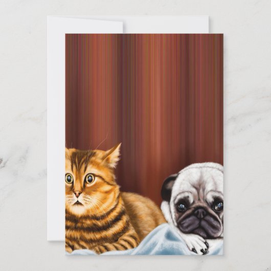 DOG AND CAT WATCHING TV |Cute Pug Owner Feestdagenkaart (Voorkant)