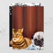 DOG AND CAT WATCHING TV |Cute Pug Owner Feestdagenkaart (Voorkant / Achterkant)