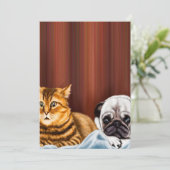 DOG AND CAT WATCHING TV |Cute Pug Owner Feestdagenkaart (Staand voorkant)
