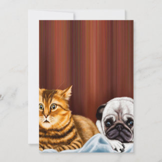 DOG AND CAT WATCHING TV |Cute Pug Owner Feestdagenkaart