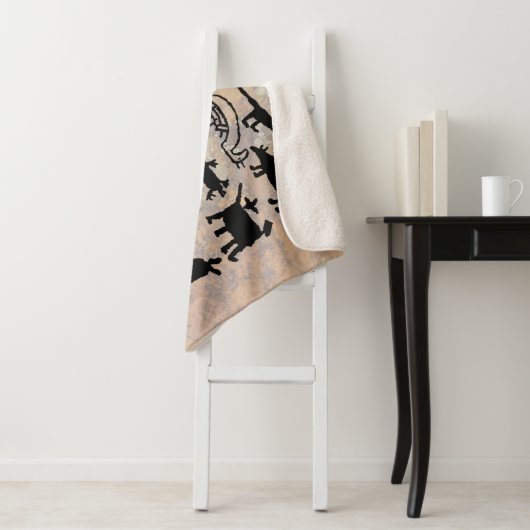 Dog and Coyote Petroglyph collectie Sherpa Deken (In situ)