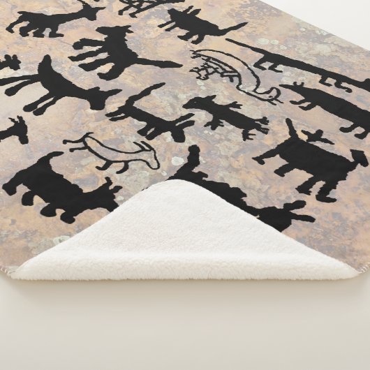 Dog and Coyote Petroglyph collectie Sherpa Deken (3/4)