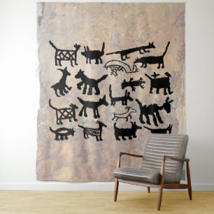 Dog and Coyote Petroglyph collectie Wandkleed