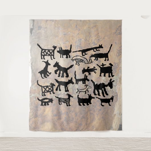 Dog and Coyote Petroglyph collectie Wandkleed (Voorkant)
