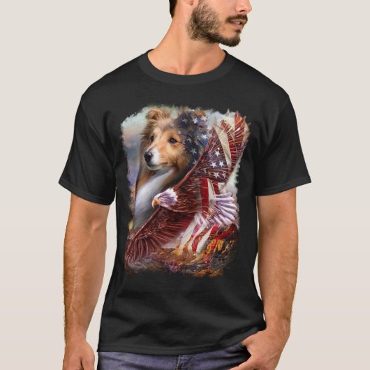 Dog and Eagle Flag America Classic T-shirt (Voorkant)