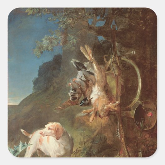 Dog and Game, 1730 Vierkante Sticker (Voorkant)