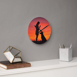 dog and girl  Round Clock Ronde Klok
