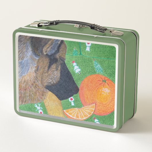 Dog and orange metal lunch box (Achterkant)