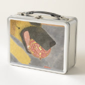 Dog and pomegranate metal lunch box (Voorkant)
