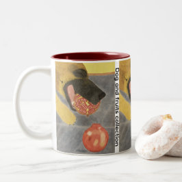 Dog and pomegranate Two-Tone coffee mug Tweekleurige Koffiemok