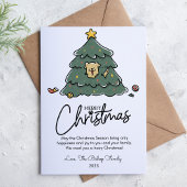 Dog and Tree Pet Lover Christmas Flat Holiday Kaar Feestdagenkaart