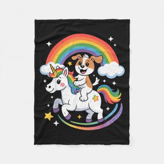 Dog And Unicorn Space Galaxy Rainbow Dogs  Fleece Deken (Voorkant)