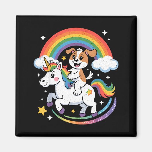 Dog And Unicorn Space Galaxy Rainbow Dogs Magneet (Voorkant)