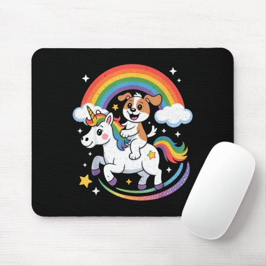 Dog And Unicorn Space Galaxy Rainbow Dogs  Muismat (Met muis)
