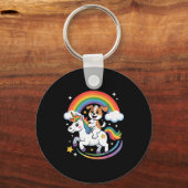 Dog And Unicorn Space Galaxy Rainbow Dogs Sleutelhanger (Voorkant)