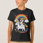 Dog And Unicorn Space Galaxy Rainbow Dogs  T-shirt (Voorkant)