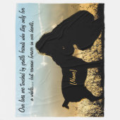 Dog and Woman Sunset Silhouette Fleece Deken (Voorkant)