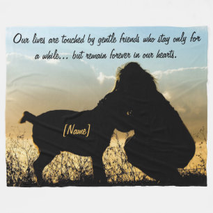 Dog and Woman Sunset Silhouette Fleece Deken