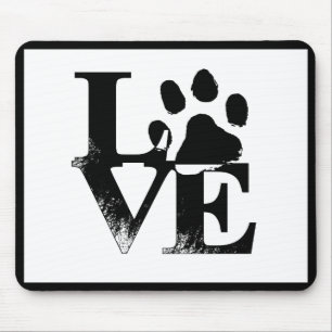 Dog Animal Paw print Typografie Puppy Love Muismat