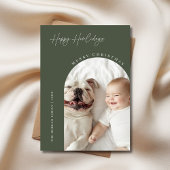 Dog Arch Foto Kerst Happy Howholidays Groen Feestdagenkaart