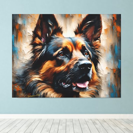 Dog Art 2 - German Shepherd 2 Canvas Afdruk (Insitu (Houten vloer))