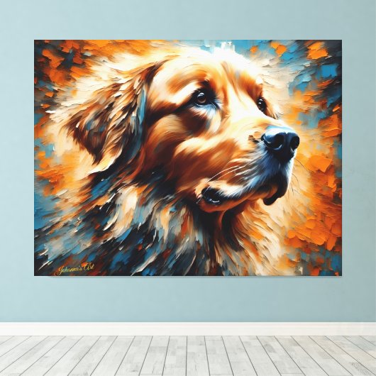 Dog Art 2 - Golden Retriever 1 Canvas Afdruk (Insitu (Houten vloer))