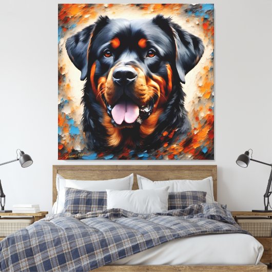 Dog Art 2 - Rottweiler 1 Canvas Afdruk (Insitu (Slaapkamer))