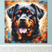Dog Art 2 - Rottweiler 1 Canvas Afdruk (Insitu (Houten vloer))