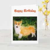 Dog Art Cute Corgi Kaart (Gele Bloem)