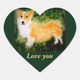 Dog Art Cute Corgi Love Custom Hart Sticker