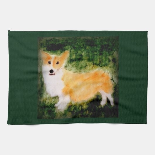 Dog Art Cute Corgi Theedoek (Horizontaal)