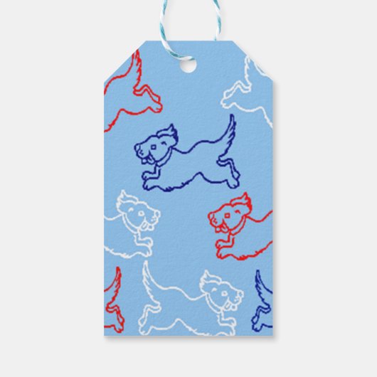 Dog Art Gift Labels - Rood wit en blauw kleurenthe Cadeaulabel (Achterkant)