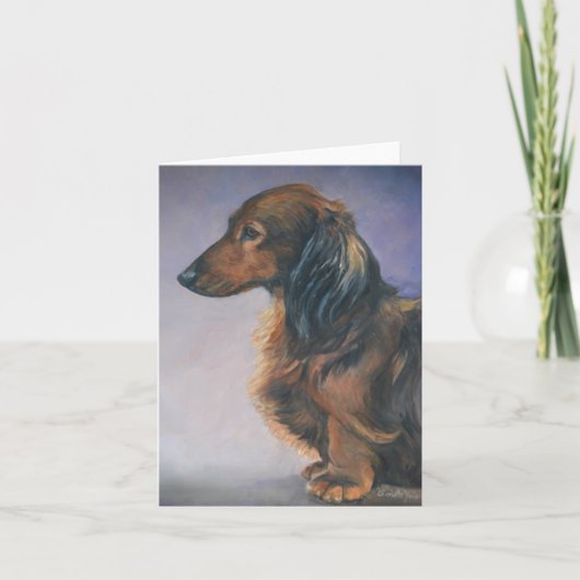 Dog Art Note Card voor lange gespannen Dachshund Bedankkaart (Voorkant)