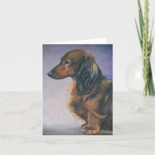 Dog Art Note Card voor lange gespannen Dachshund Bedankkaart
