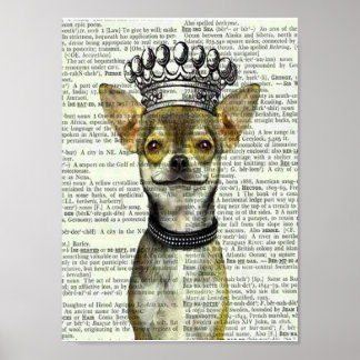  DOG ART PRINT, POSTER, CHIHUAHUA W CROWN POSTER