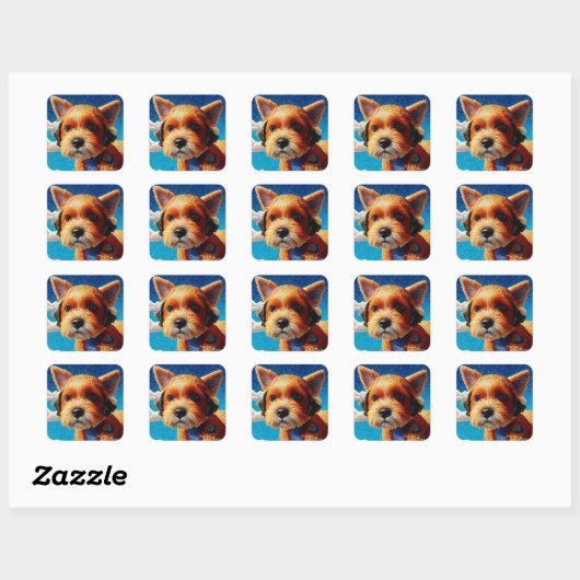 Dog Art Vierkante Sticker (Vel)