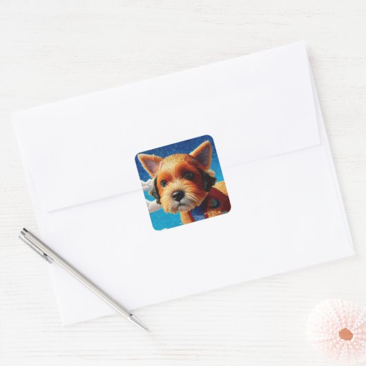 Dog Art Vierkante Sticker (Envelop)