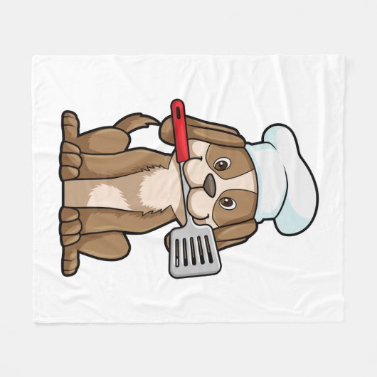 Dog as Cook with Chef's hat & Spatula Fleece Deken (Voorkant (Horizontaal))