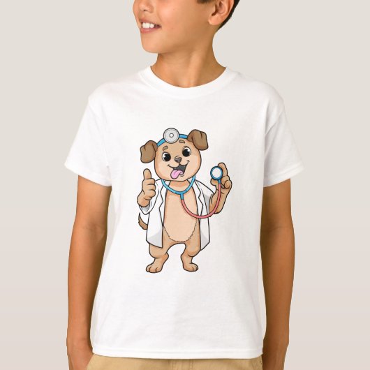Dog as Doctor with Stethoscoop T-shirt (Voorkant)