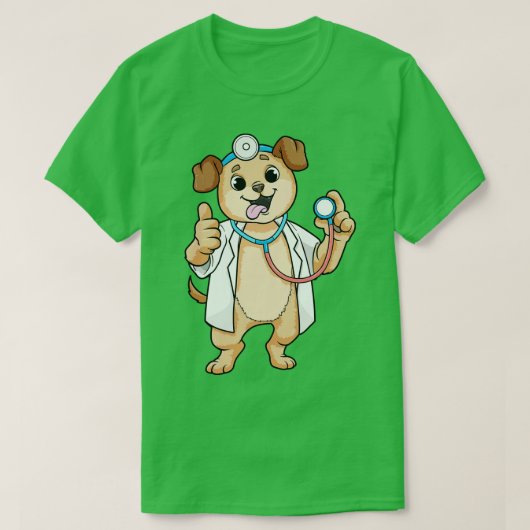 Dog as Doctor with Stethoscoop T-shirt (Design voorkant)
