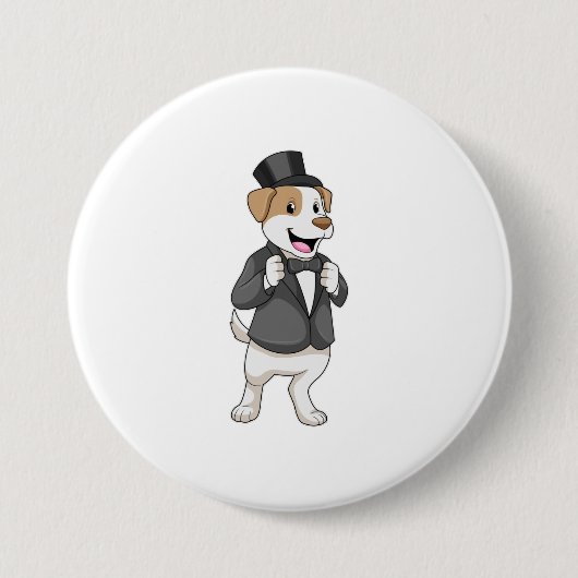 Dog as Groom with Ribbon Ronde Button 7,6 Cm (Voorkant)