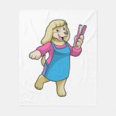 Dog as Hairdresser with Comb Fleece Deken (Voorkant)