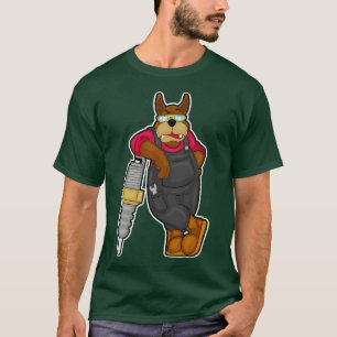 Dog as Mechanic with Spark Plug T-shirt