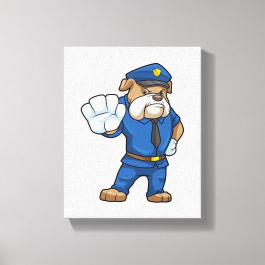Dog as Police officer with Uniform Canvas Afdruk (Voorkant)