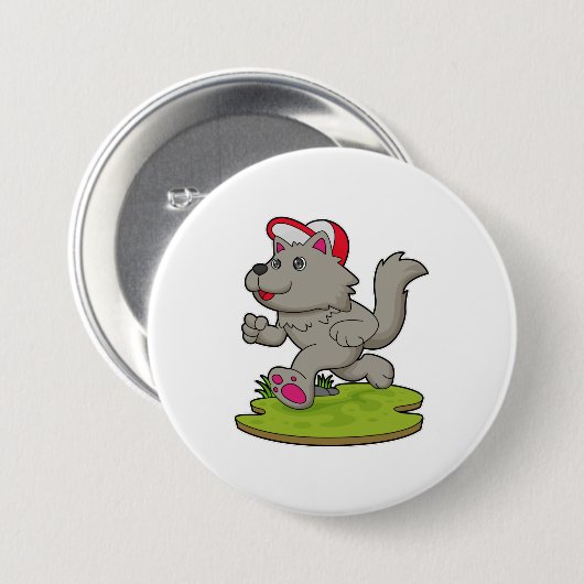 Dog as Runner with Cap Ronde Button 7,6 Cm (Voorkant /achterkant)