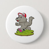 Dog as Runner with Cap Ronde Button 7,6 Cm (Voorkant)