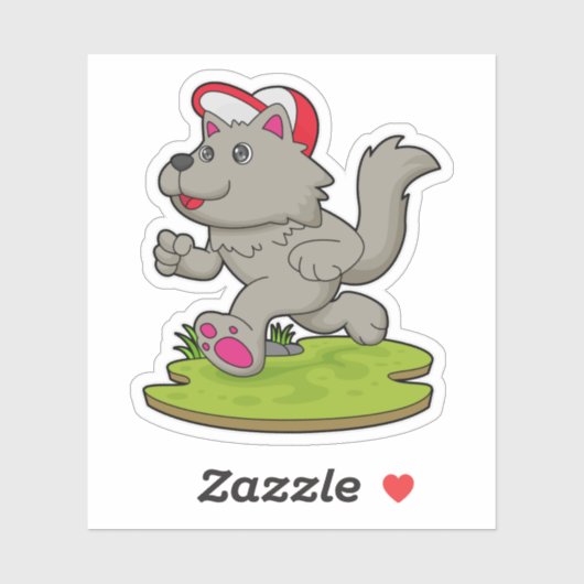 Dog as Runner with Cap Sticker (Vel)