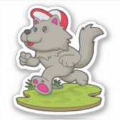 Dog as Runner with Cap Sticker (Voorkant)